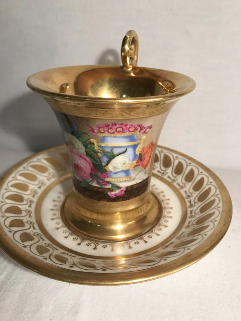 Tasse et s/tasse chocolat forme Jasmin porcelaine FEUILLET-photo-4