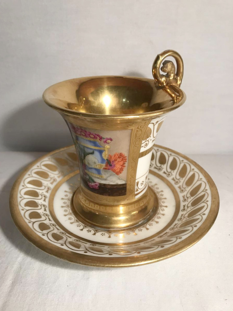 Tasse et s/tasse chocolat forme Jasmin porcelaine FEUILLET