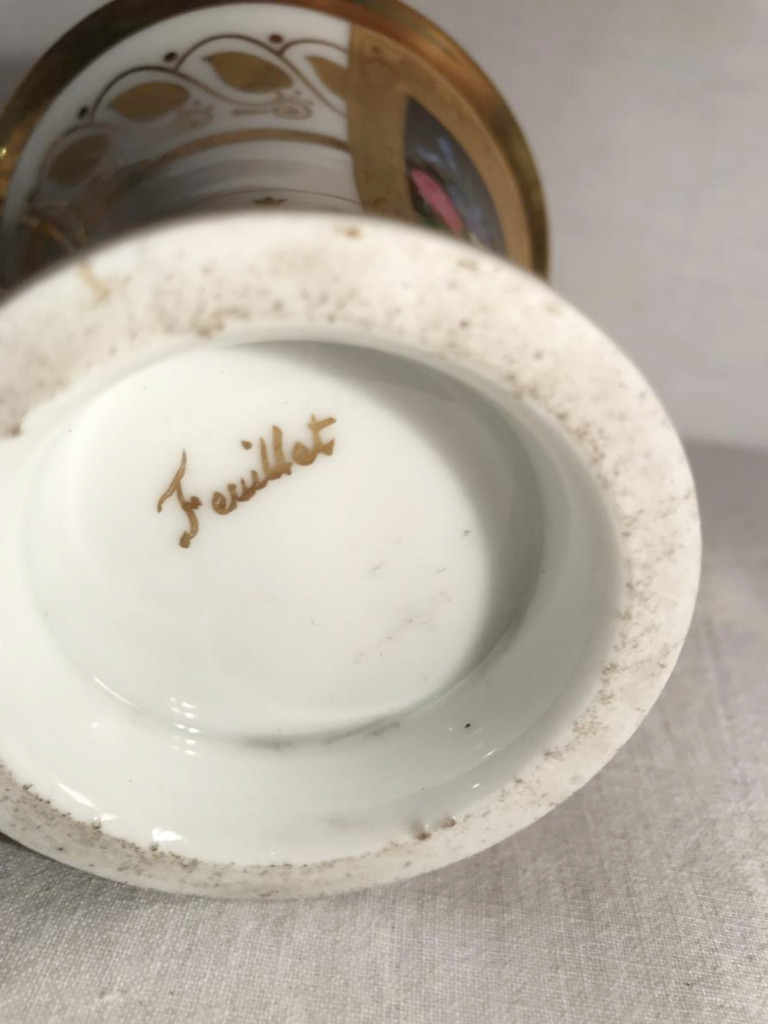 Tasse et s/tasse chocolat forme Jasmin porcelaine FEUILLET-photo-3