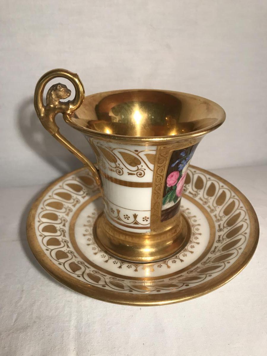 Tasse et s/tasse chocolat forme Jasmin porcelaine FEUILLET-photo-4