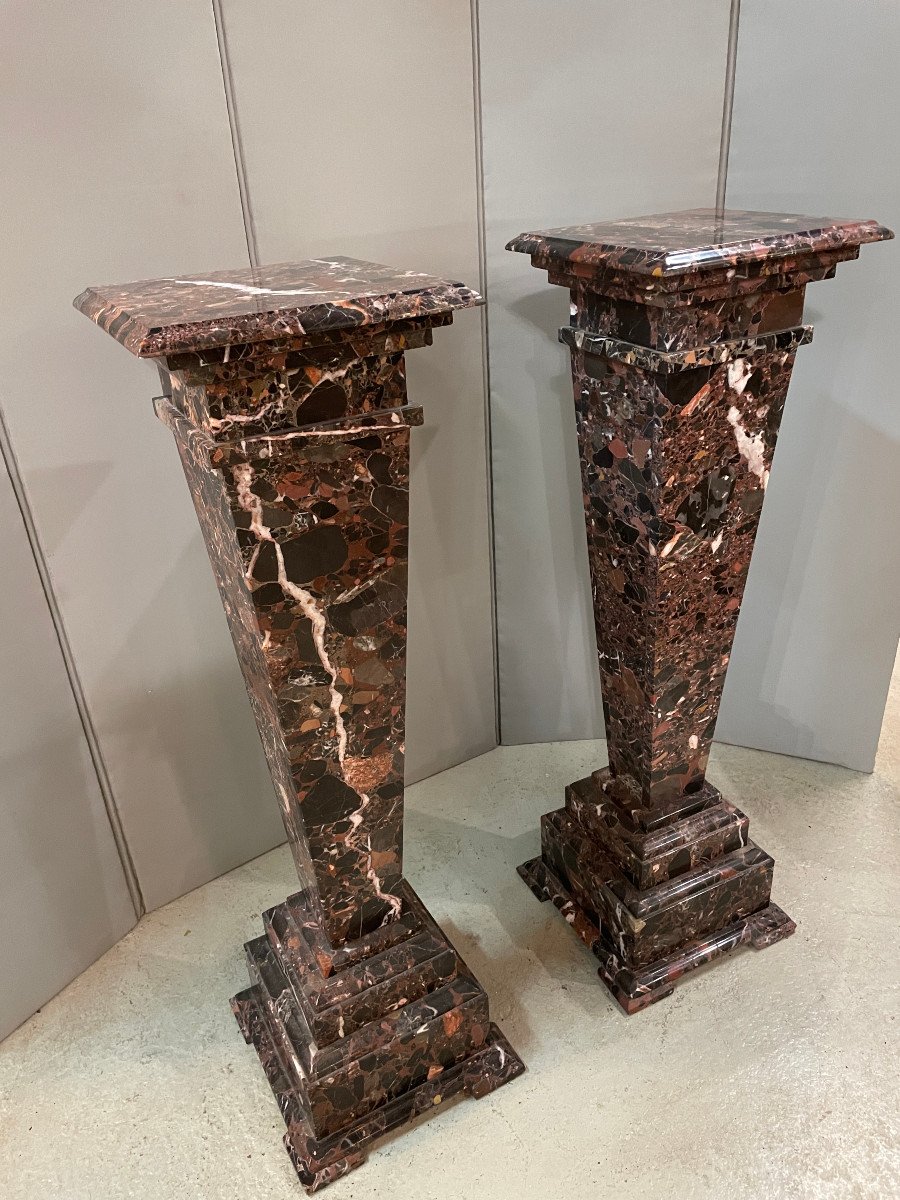 Pair Of Marble Columns Early Twentieth Very Good Condition-photo-4