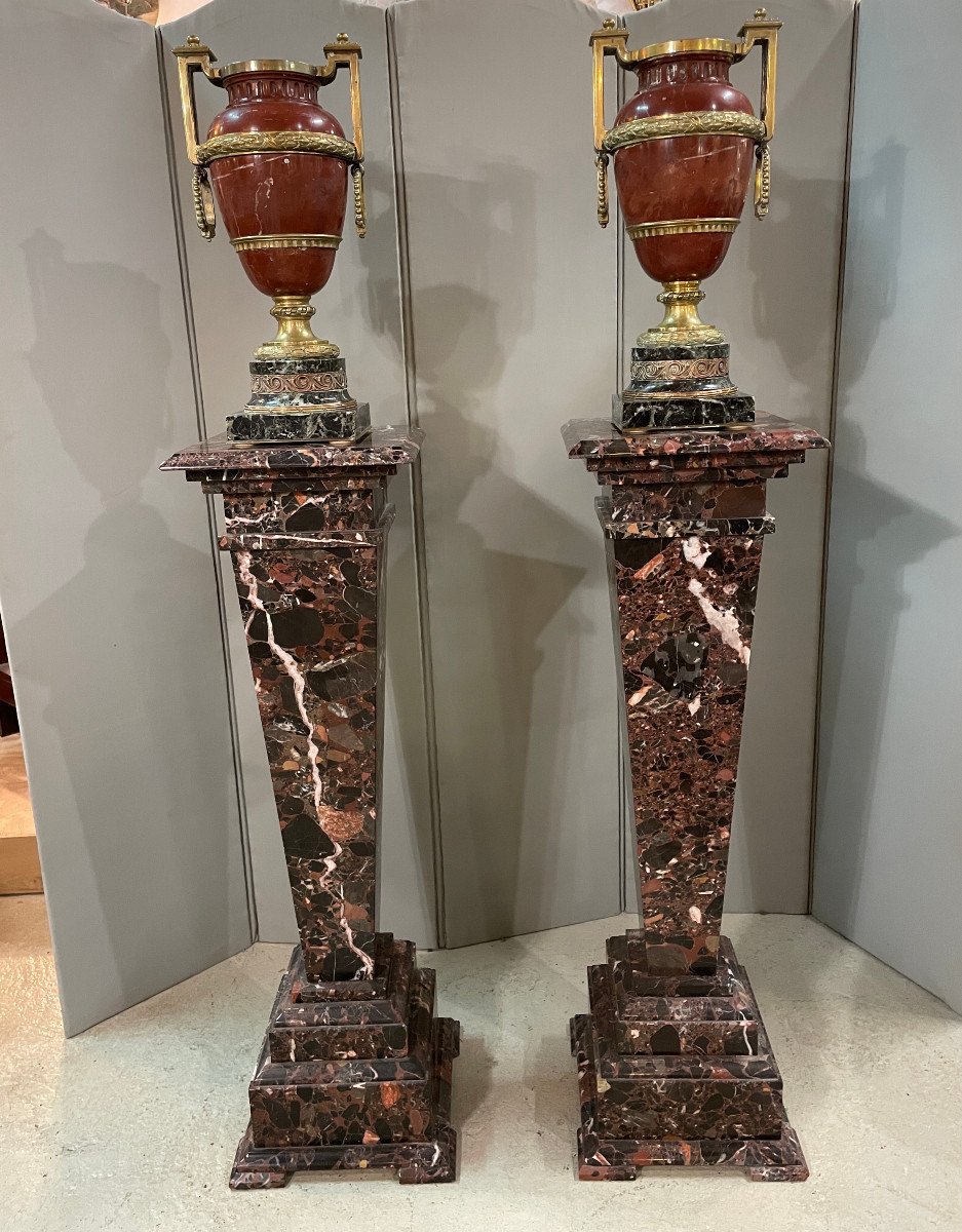 Pair Of Marble Columns Early Twentieth Very Good Condition-photo-5