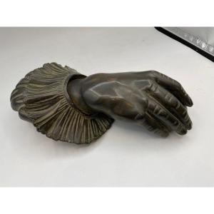 Very Large Bronze Hand Door Knocker (l: 29cm)