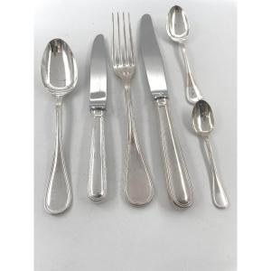 Christofle Solid Silver Cutlery Set For 6 Place Settings Albi Model