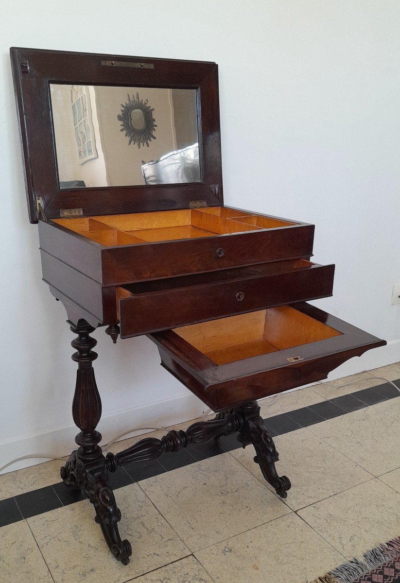 Poudreuse En Acajou Napoléon III, époque 19ème -photo-3