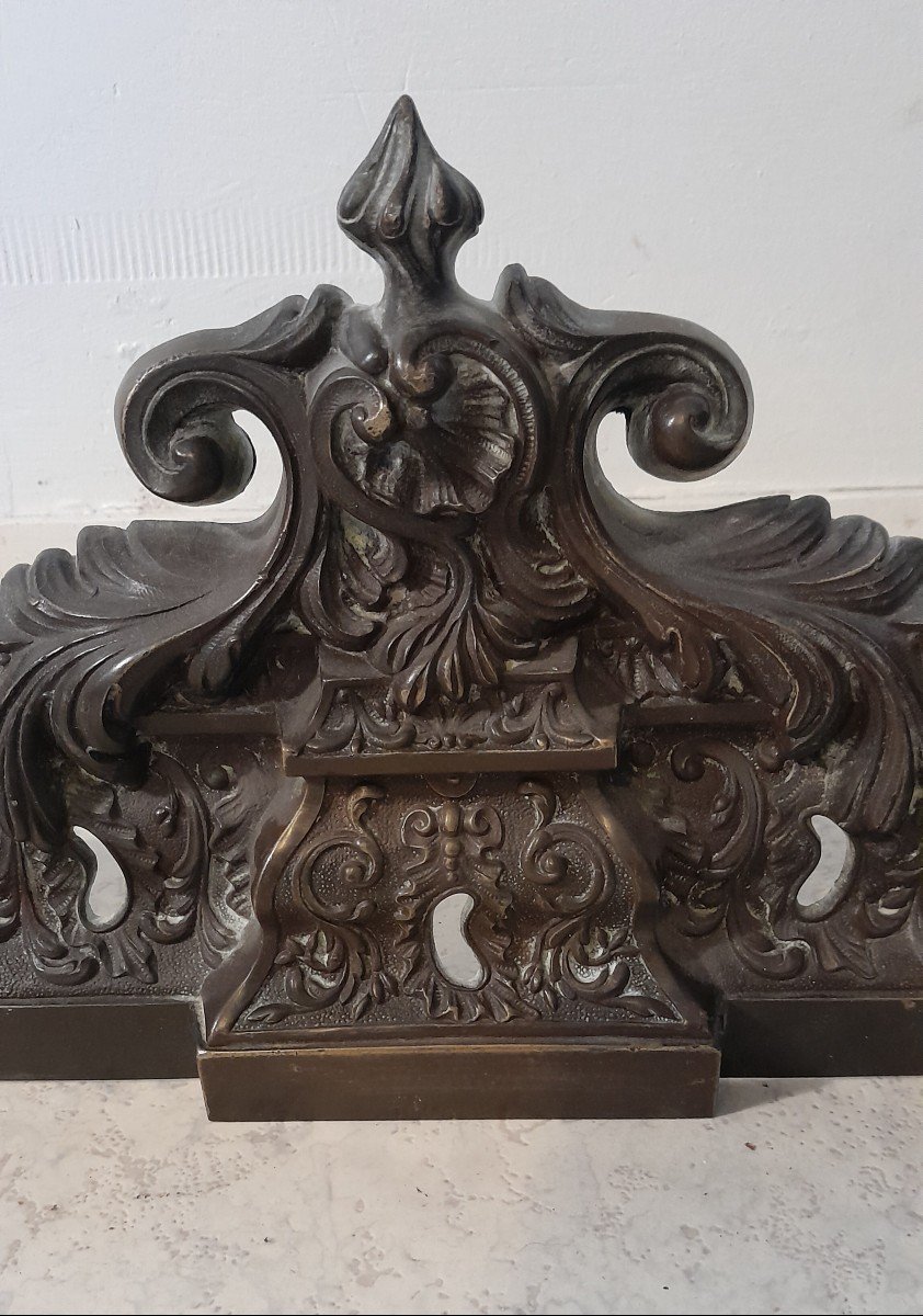 Chenets, devanture de cheminée en Bronze, De Style Régence d'époque 19ème -photo-3
