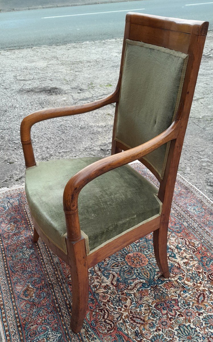 Fauteuil En Merisier Empire, d'époque 19ème. -photo-2