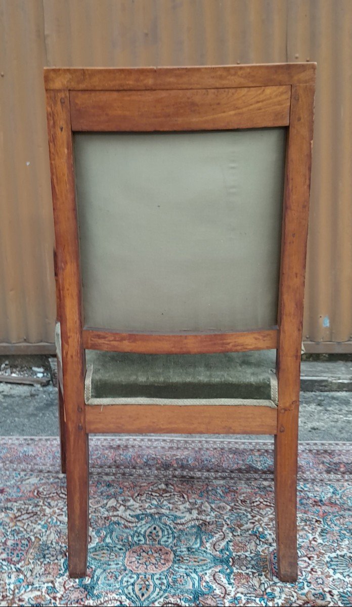Fauteuil En Merisier Empire, d'époque 19ème. -photo-3