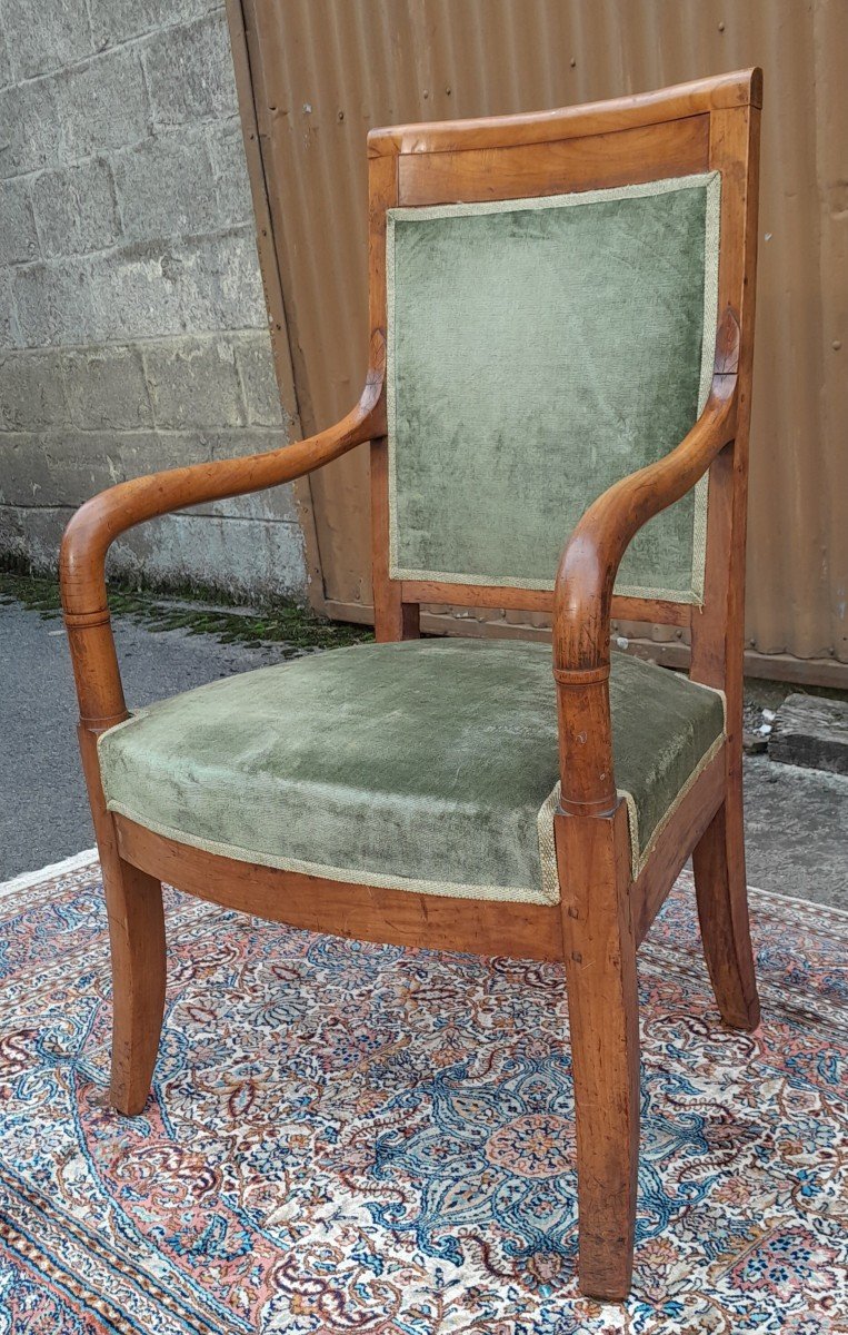 Fauteuil En Merisier Empire, d'époque 19ème. -photo-4