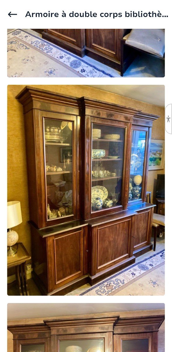Bibliothèque En Acajou De Style Louis Philippe, d'époque XX ème -photo-7