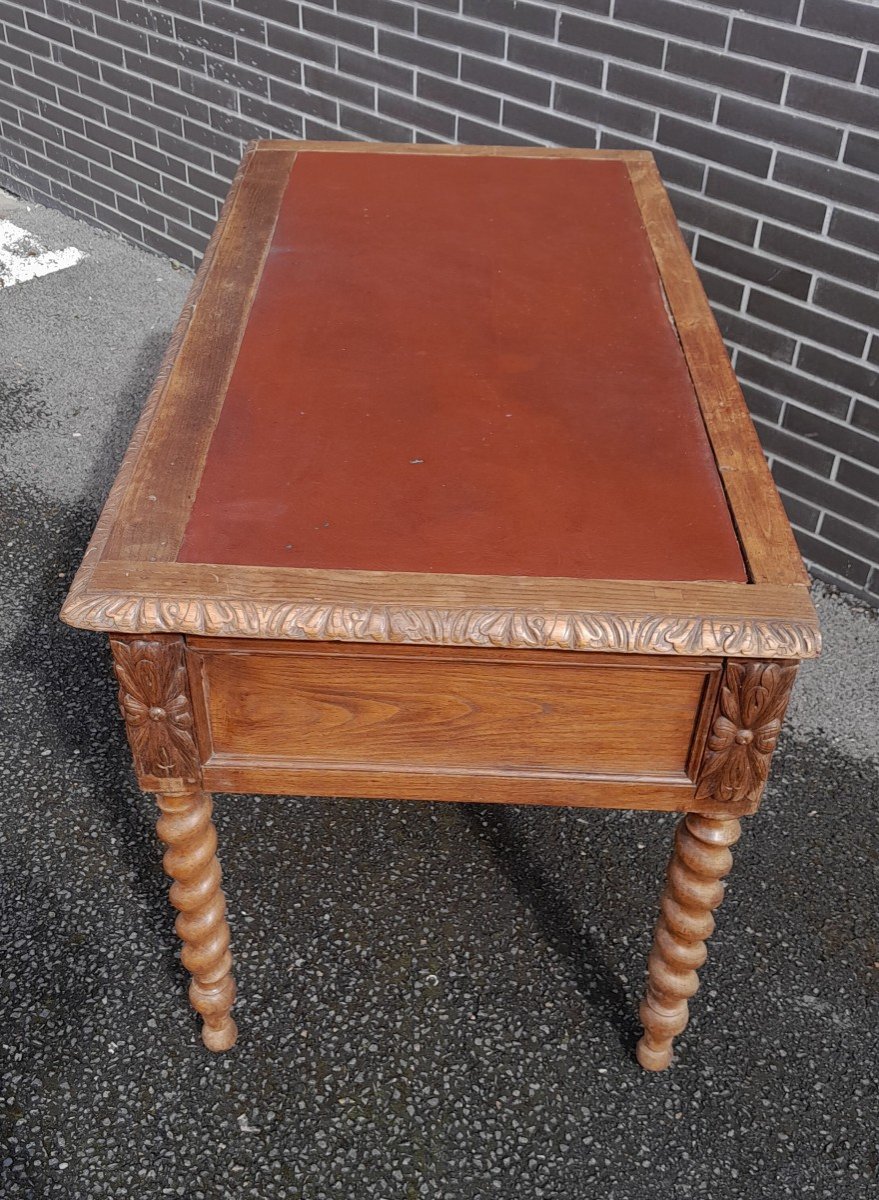 Bureau Plat En Chêne De Style Louis XIII, d'époque 19ème. -photo-1