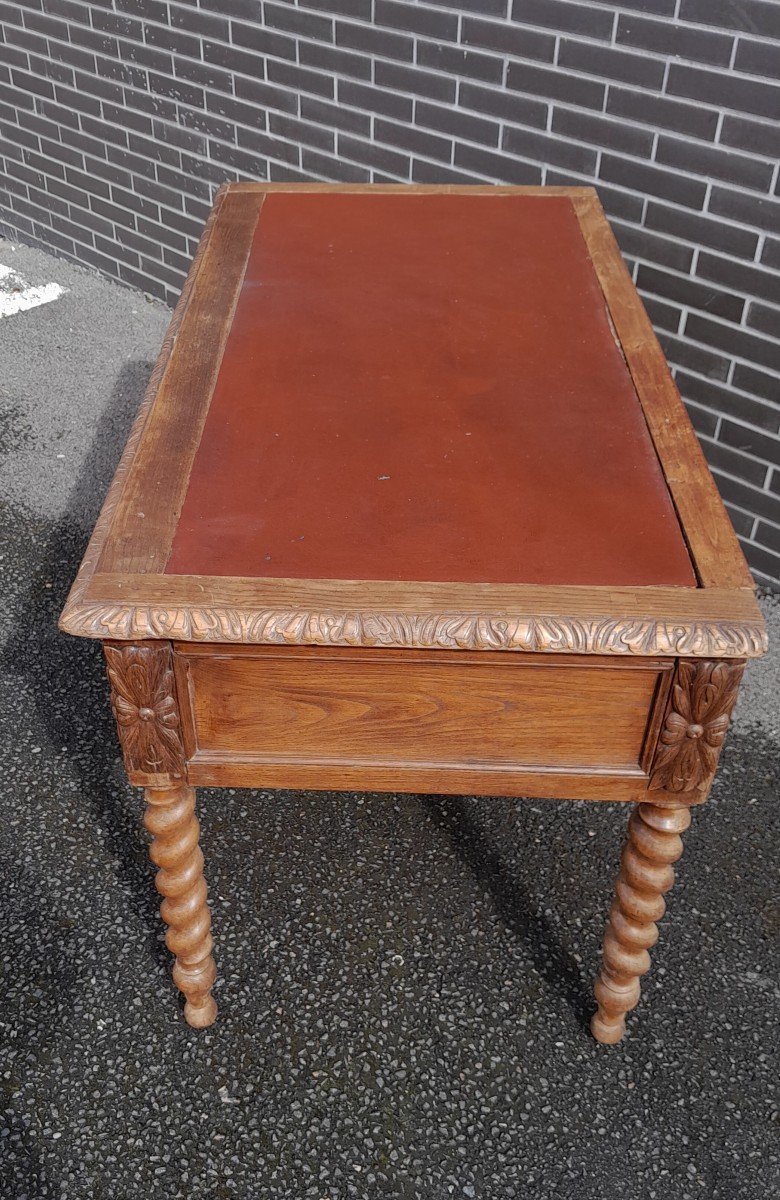 Bureau Plat En Chêne De Style Louis XIII, d'époque 19ème. -photo-3
