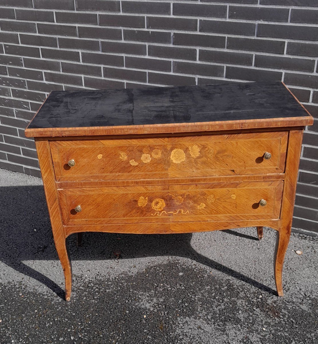 Transition Style Marquetry Sauté Commode, 19th Century. -photo-4