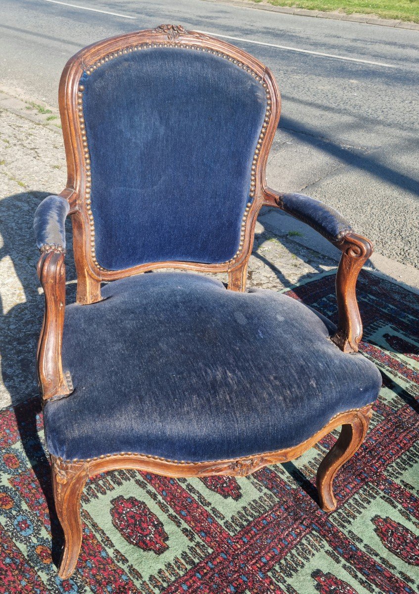 Pair Of Cabriolets In Natural Wood, Louis XV Period, 18th -photo-3