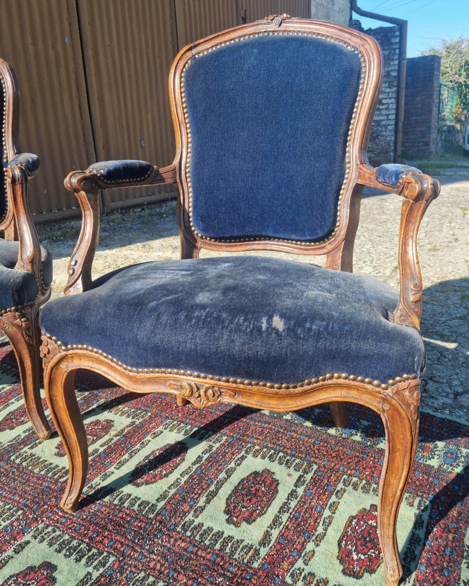 Pair Of Cabriolets In Natural Wood, Louis XV Period, 18th -photo-7