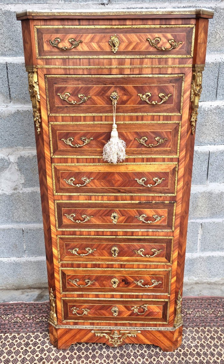 Secrétaire En Marqueterie De Style Louis XV, d'époque 19ème. 