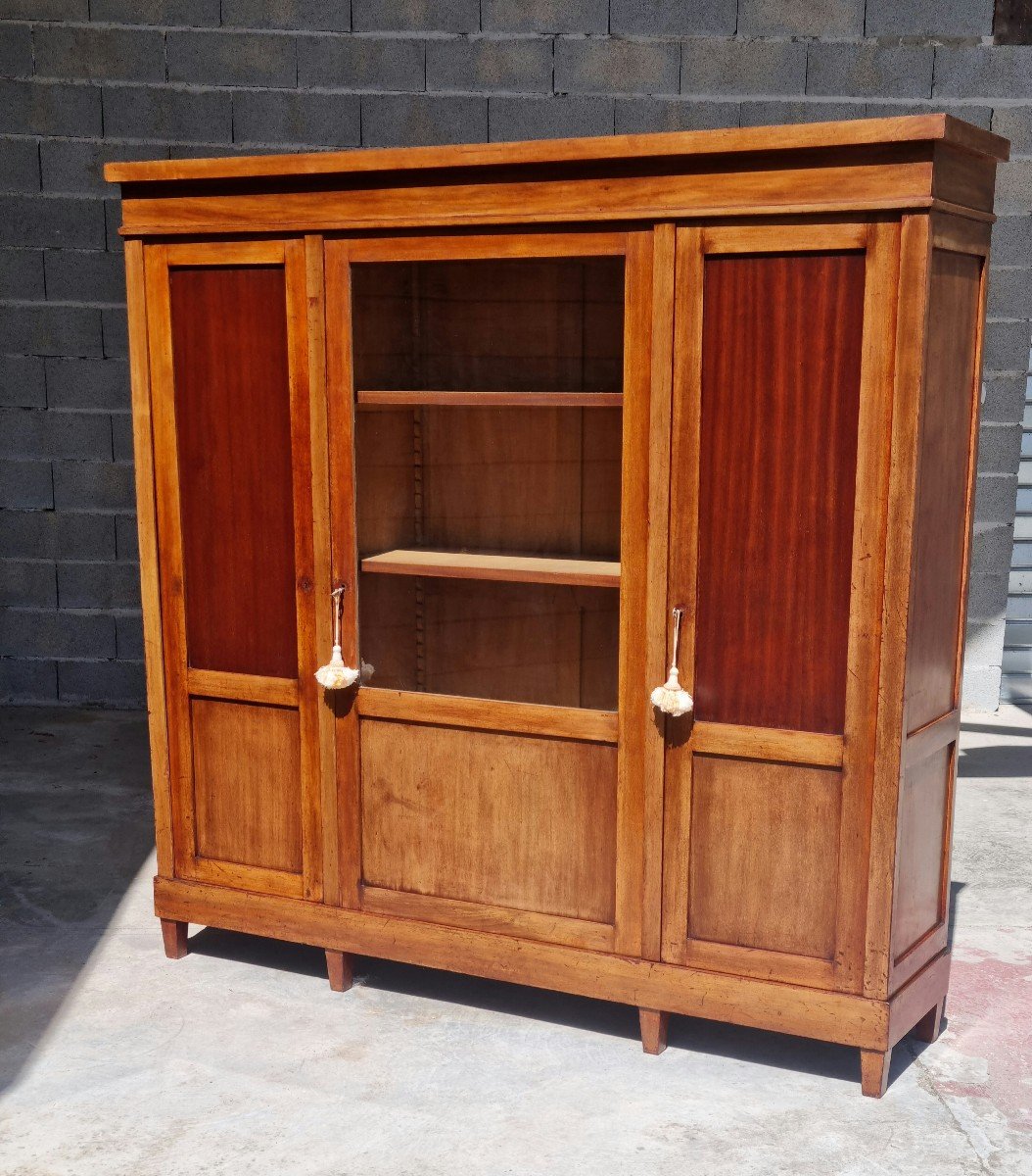 Bibliothèque trois portes, en acajou de style Restauration, d'époque 19ème -photo-5
