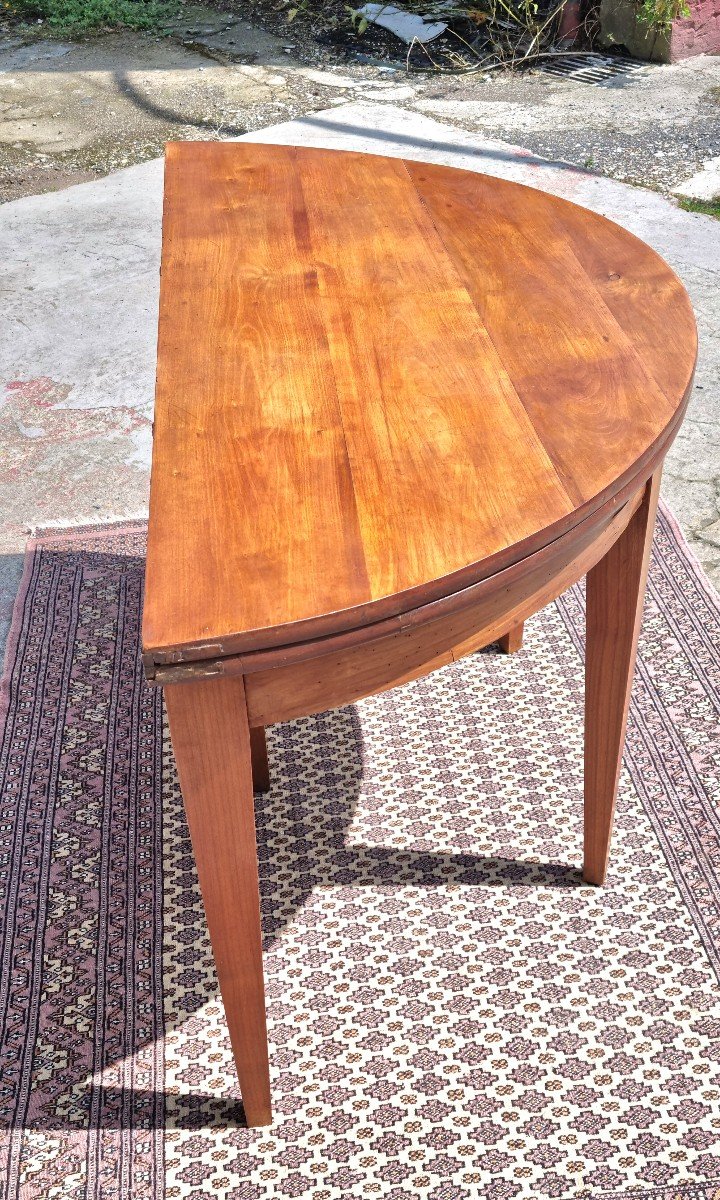 Louis XVI Style Half-moon Cherry Wood Table, 19th Century -photo-2