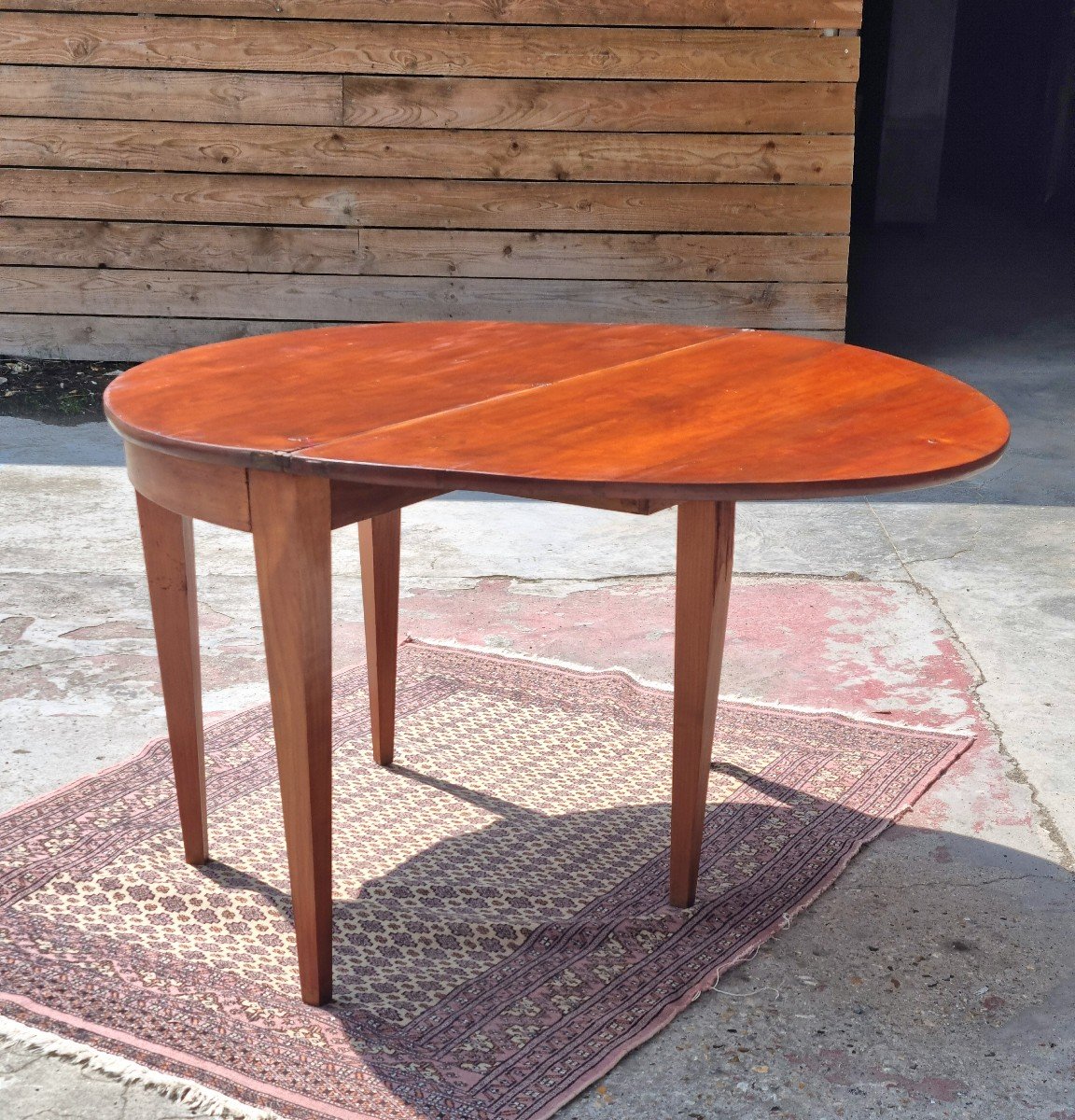 Louis XVI Style Half-moon Cherry Wood Table, 19th Century -photo-1