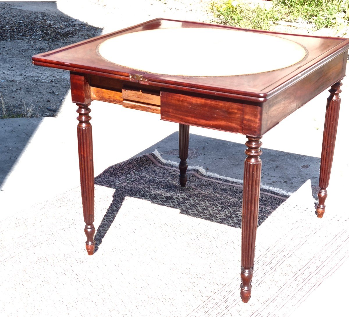 Table à Jeux En Acajou, d'époque Louis Philippe 19ème -photo-3