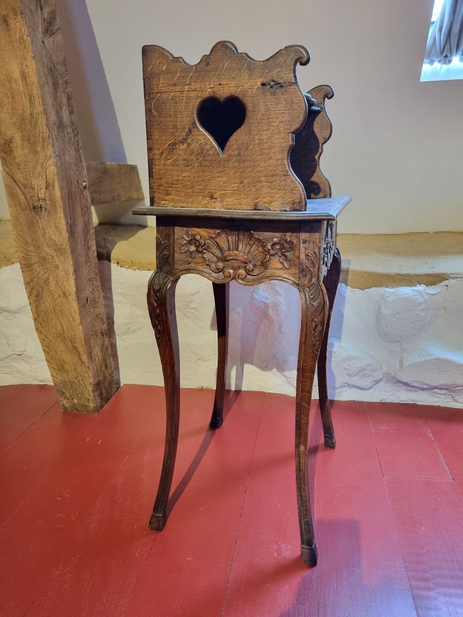 Table de chevet en chêne, moulurée sculptée, Louis XV, d'époque XVIII ème -photo-2