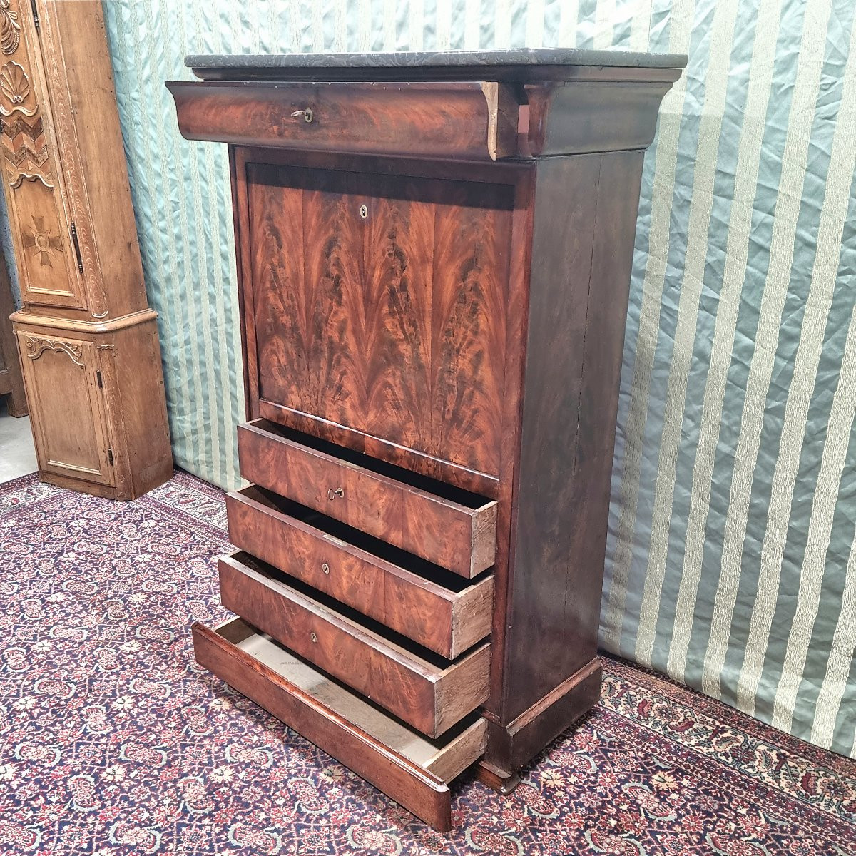 Secrétaire En Acajou Louis Philippe, d'époque 19ème -photo-4