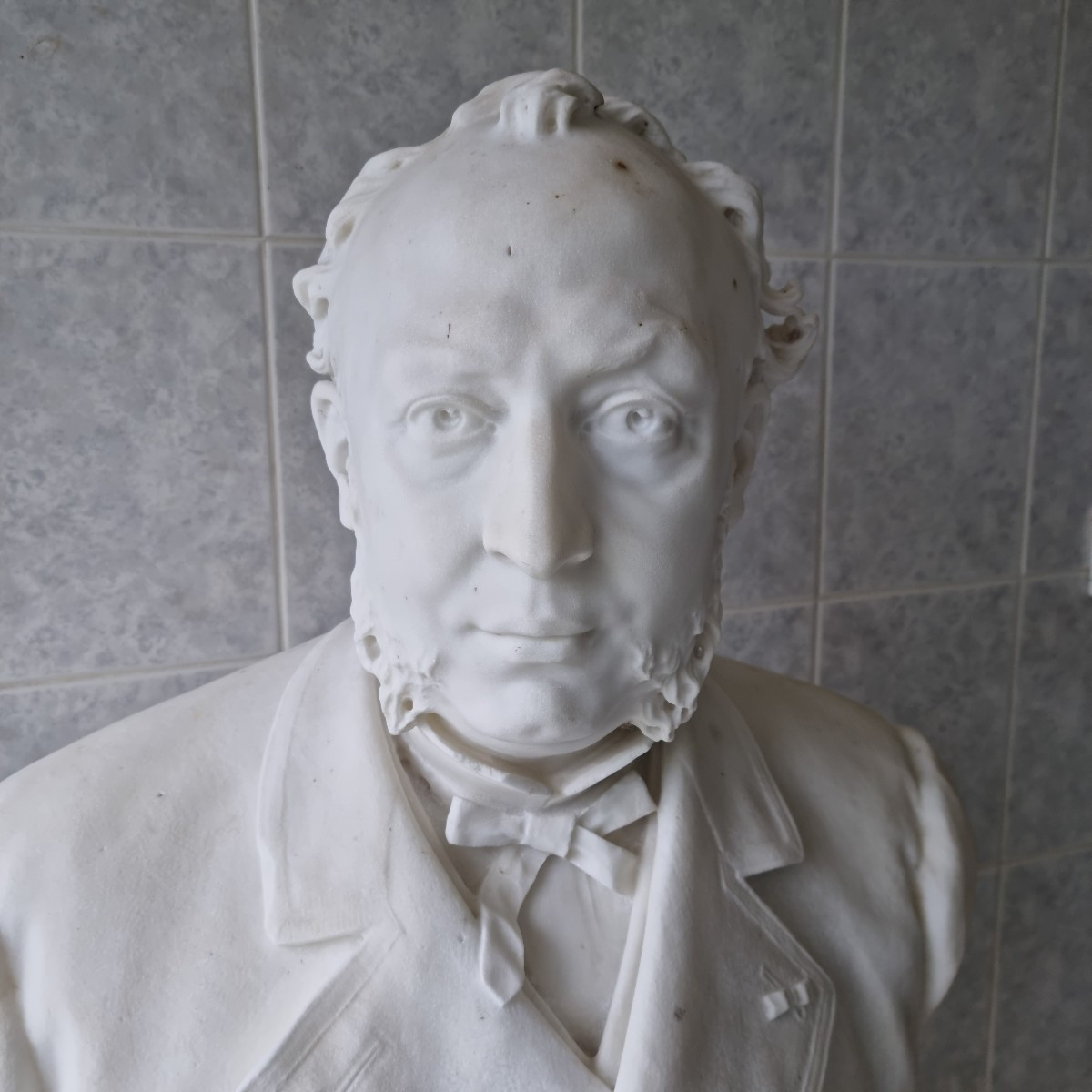 White Marble Bust Of Léon Mignon, Representing Alfred Chauchard -photo-3