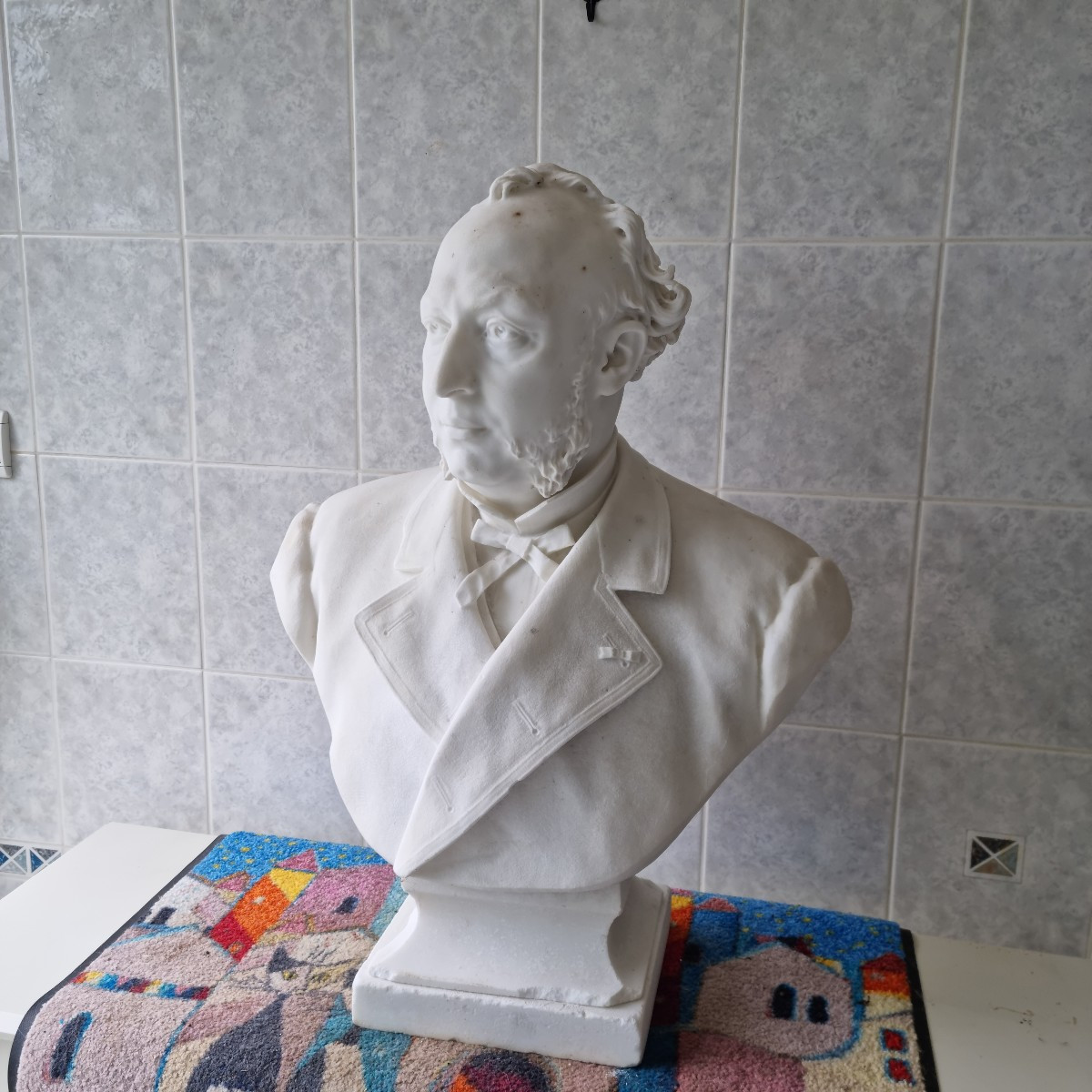 White Marble Bust Of Léon Mignon, Representing Alfred Chauchard -photo-5