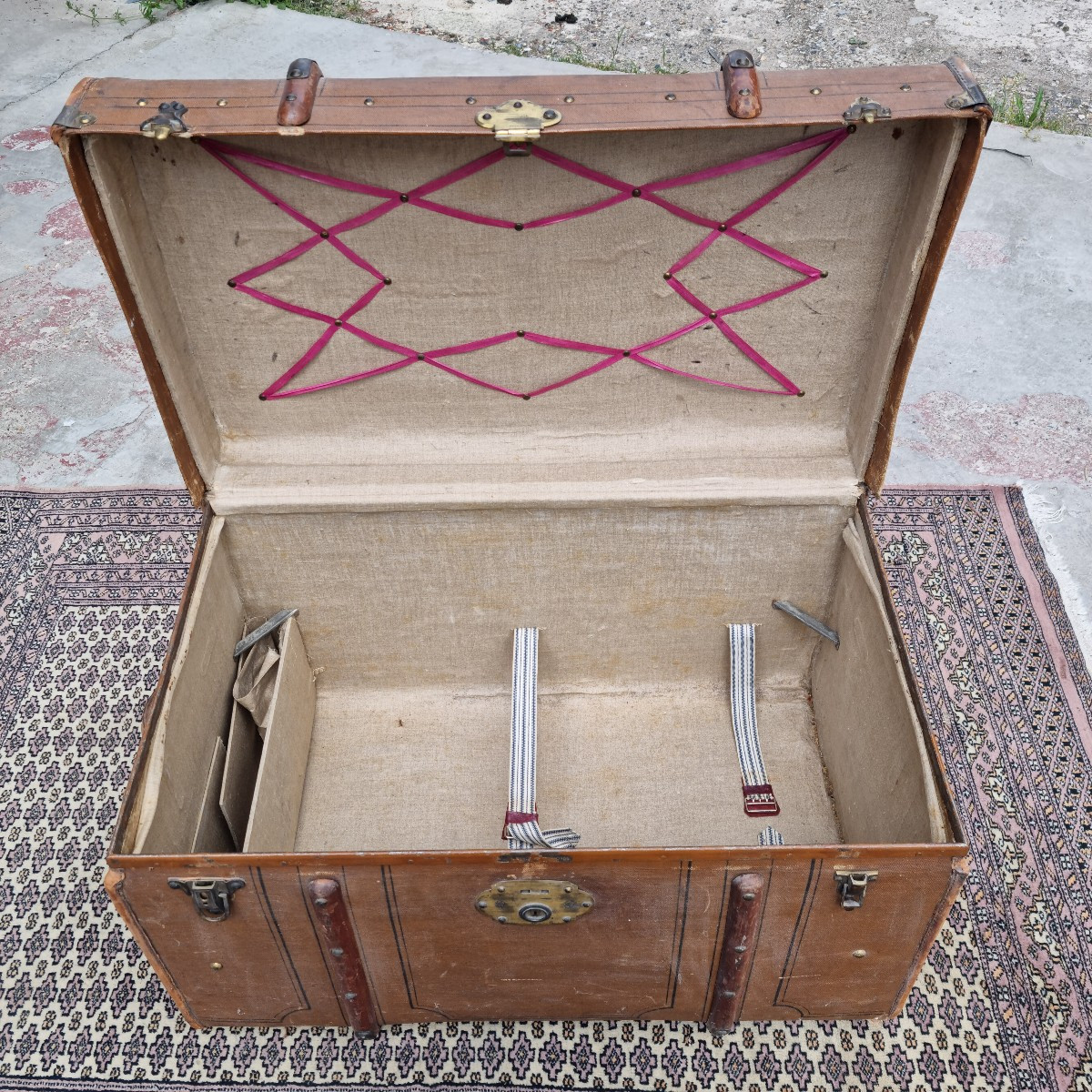 Travel Trunk, In Covered Wood, From Ets C Dolder Basel, Early 20th Century -photo-1
