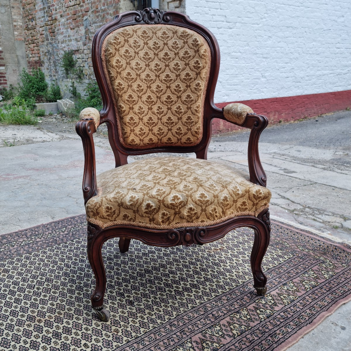 19th Century Napoleon III Mahogany Cabriolet Armchair 
