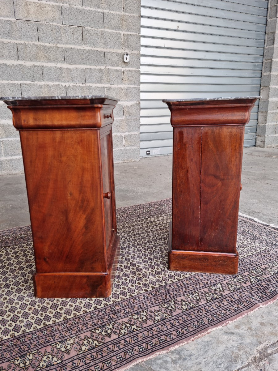 Pair Of Mahogany Bedside Tables, Louis Philippe, 19th Century. -photo-2