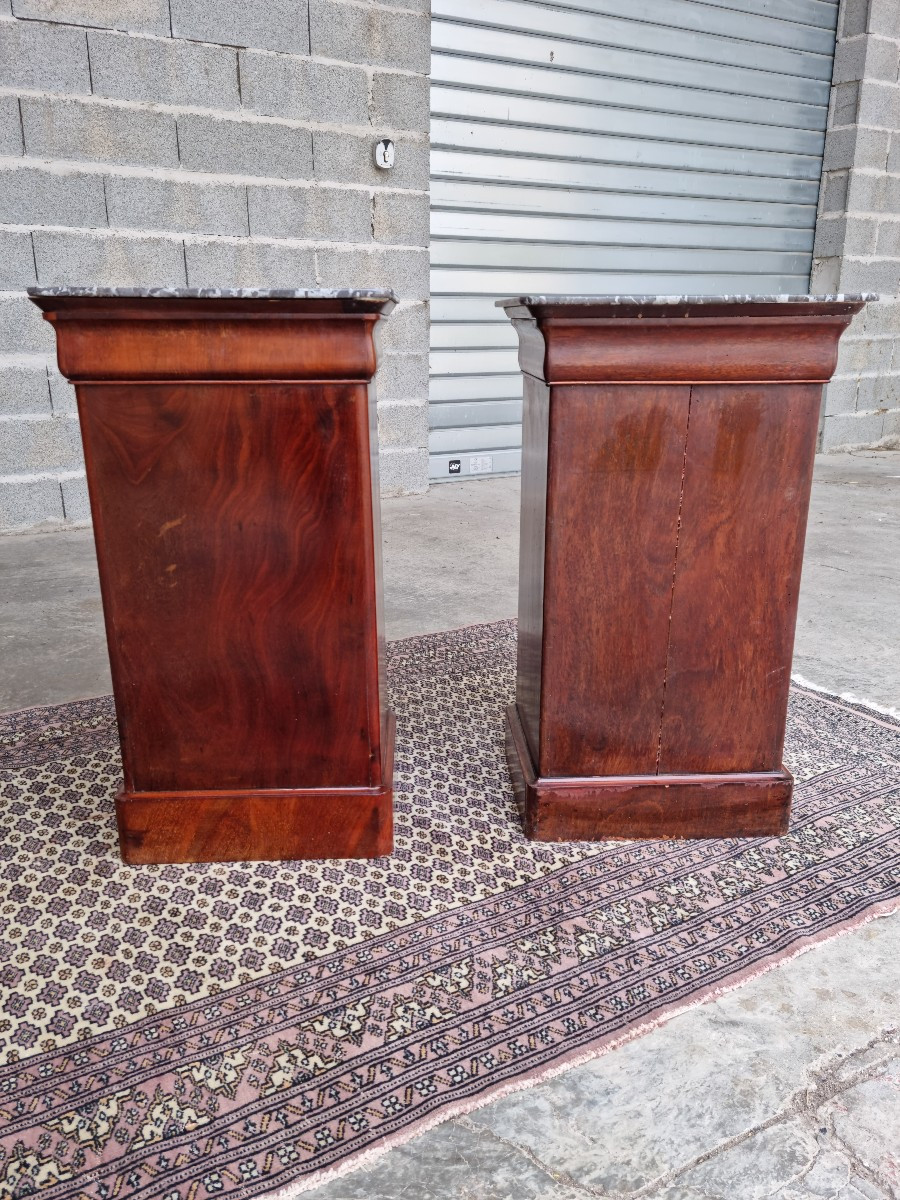 Pair Of Mahogany Bedside Tables, Louis Philippe, 19th Century. -photo-4