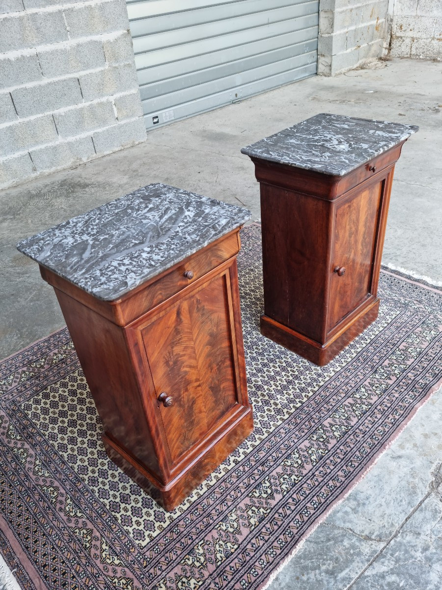 Pair Of Mahogany Bedside Tables, Louis Philippe, 19th Century. -photo-4