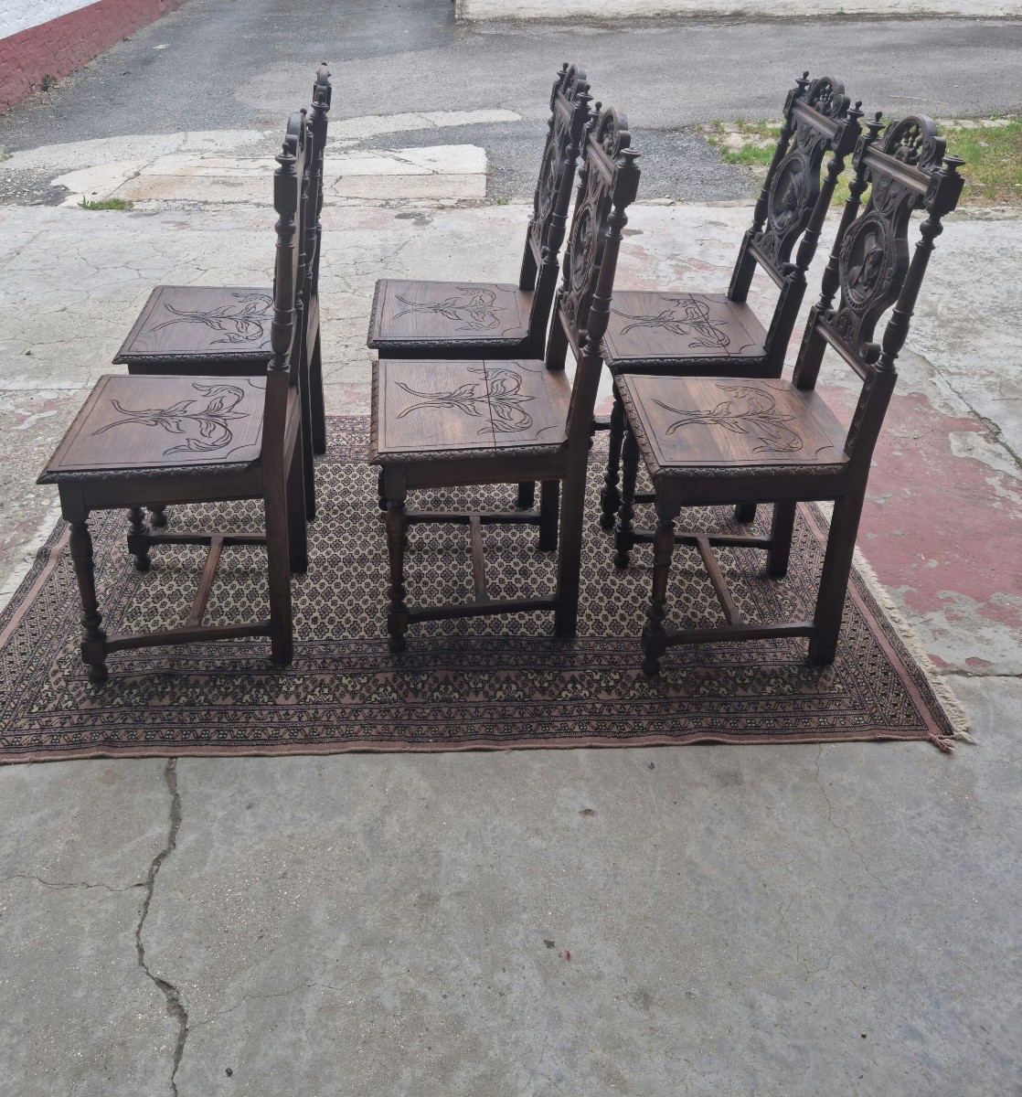 Six chaises en chêne, de style Breton, d'époque  XIXème -photo-4