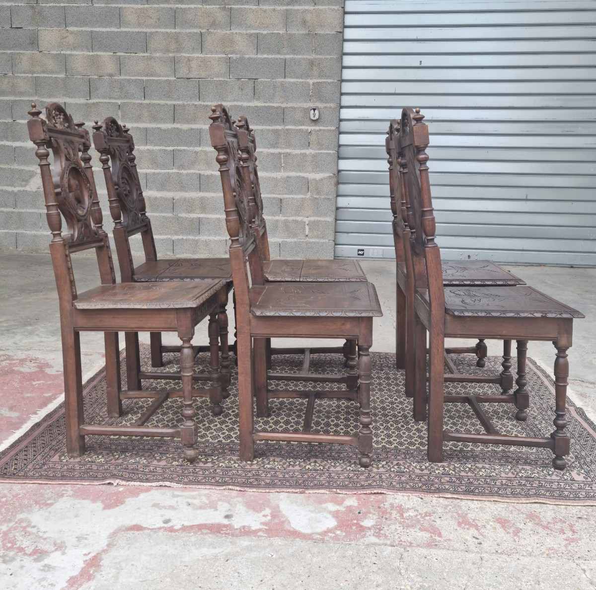 Six chaises en chêne, de style Breton, d'époque  XIXème -photo-5
