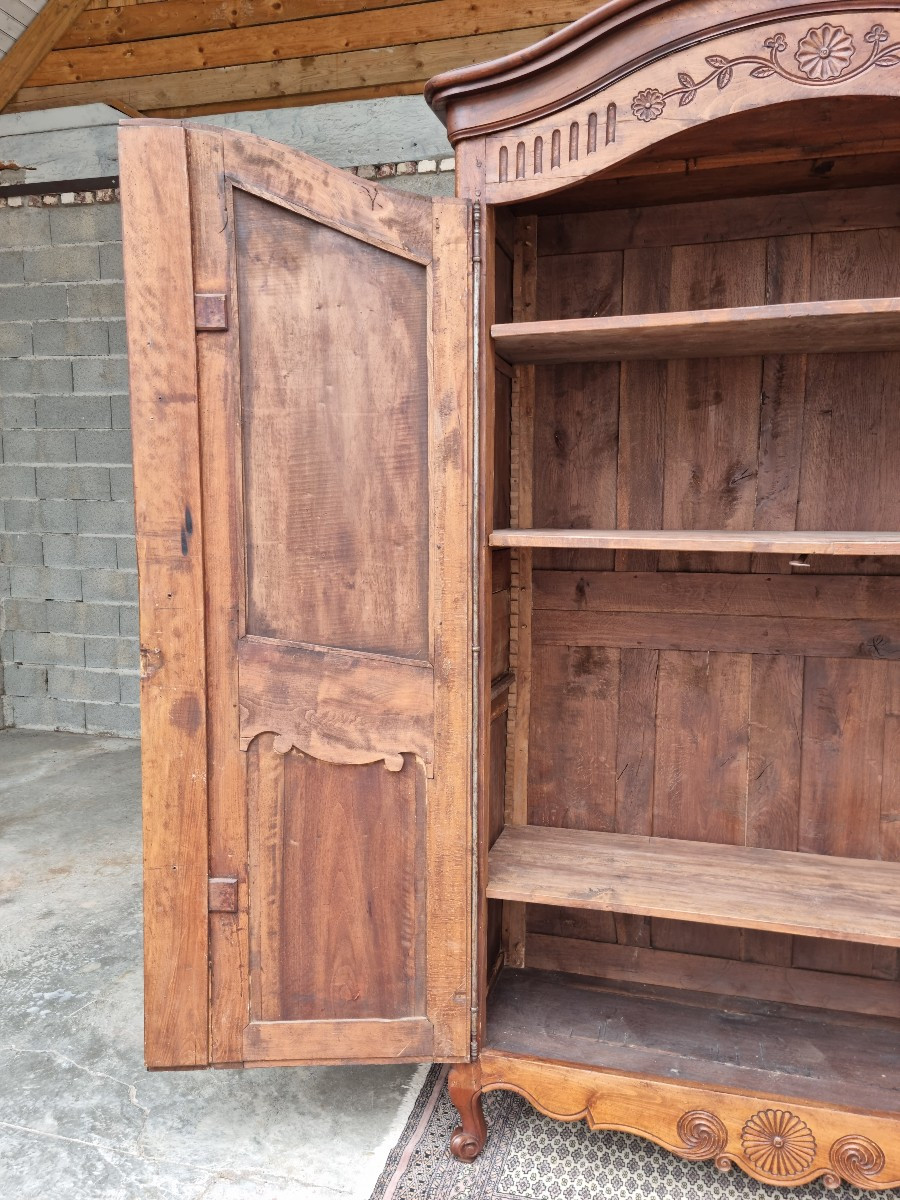 Walnut Armoire, Carved Molding, Louis XV From The 18th Century. -photo-1