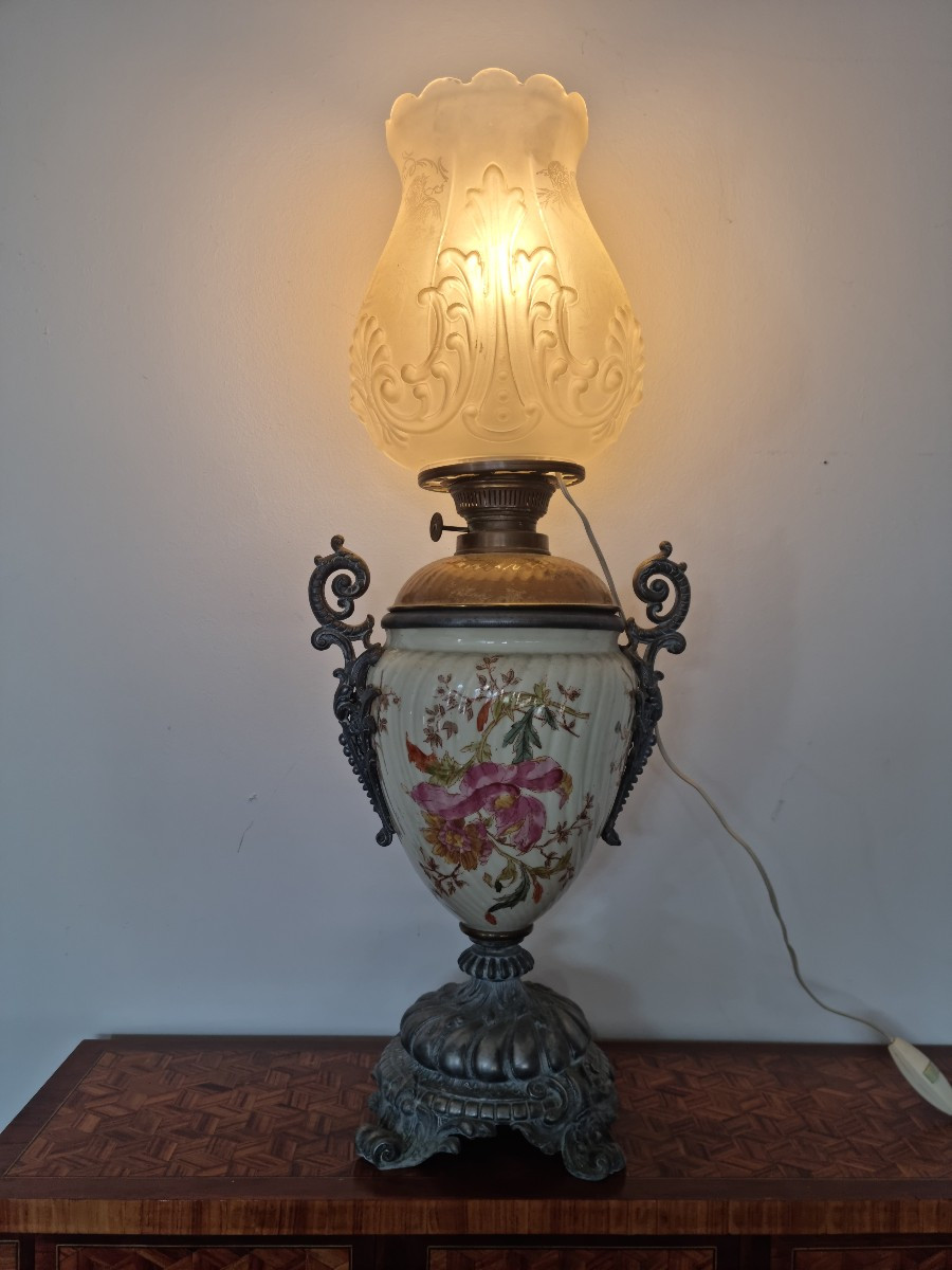 Lampe en faïence, Napoléon III d'époque 19ème -photo-2