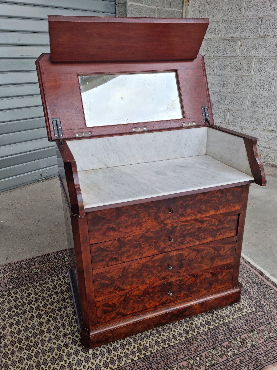Commode de toilette, en acajou, Louis Philippe d'époque 19ème. -photo-2
