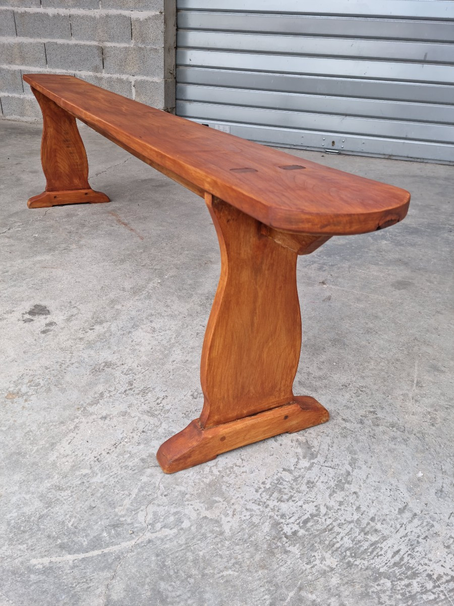 Paire de bancs en merisier, Louis Philippe d'époque XIXème -photo-3