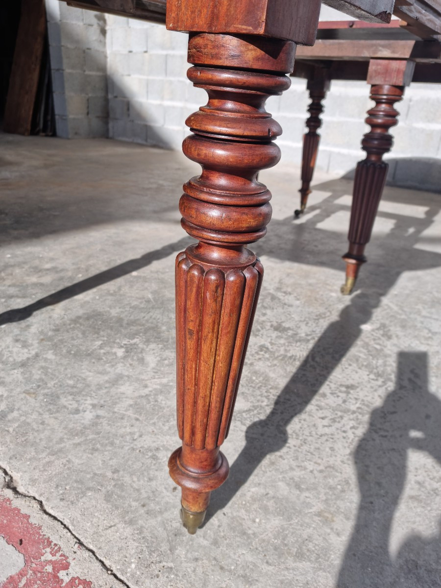 Round Mahogany Table, Extendable, Six Legs, Louis Philippe, 19th Century -photo-3