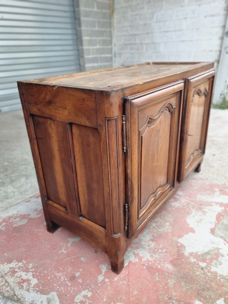 Hunting Buffet, Low In Walnut, Molded And Carved, Louis XV From The 18th Century -photo-4