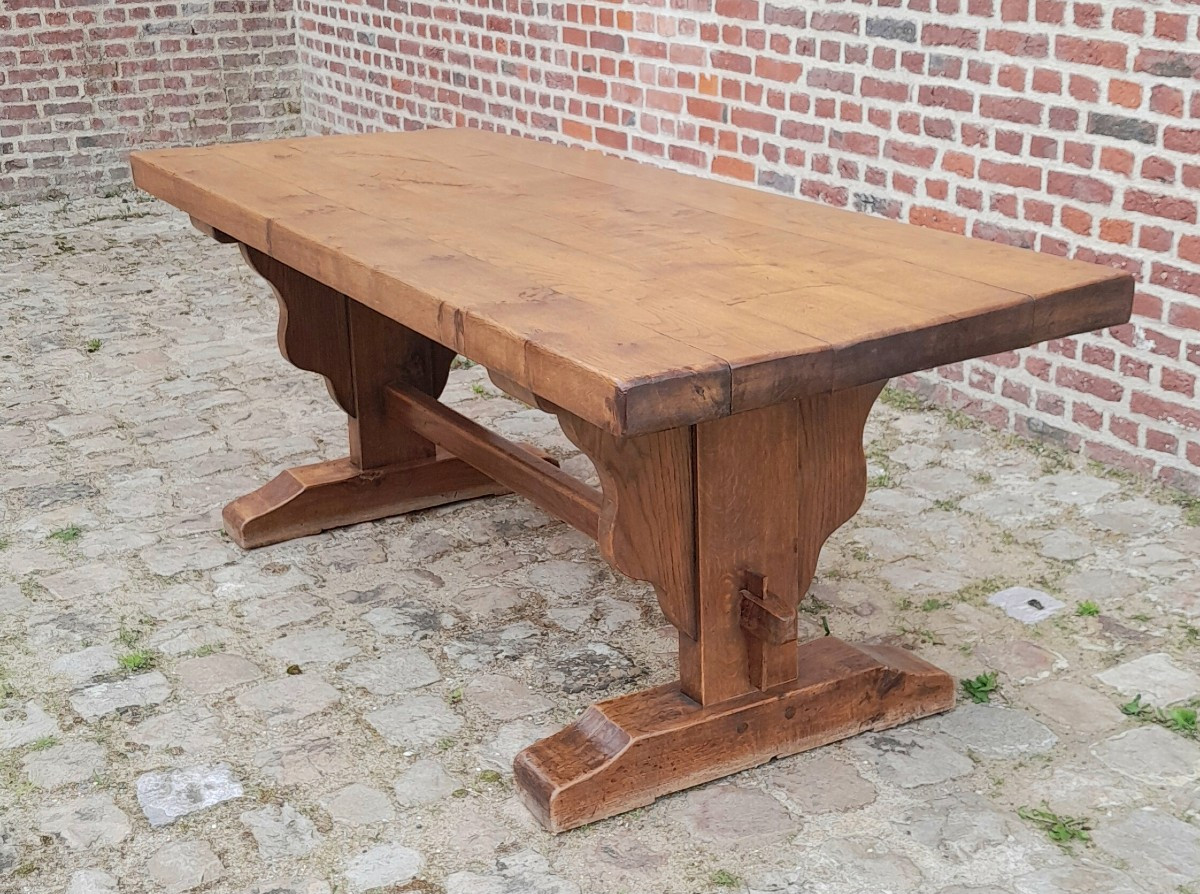 Monastery Table In Oak, Louis XIII, 19th Century. -photo-3