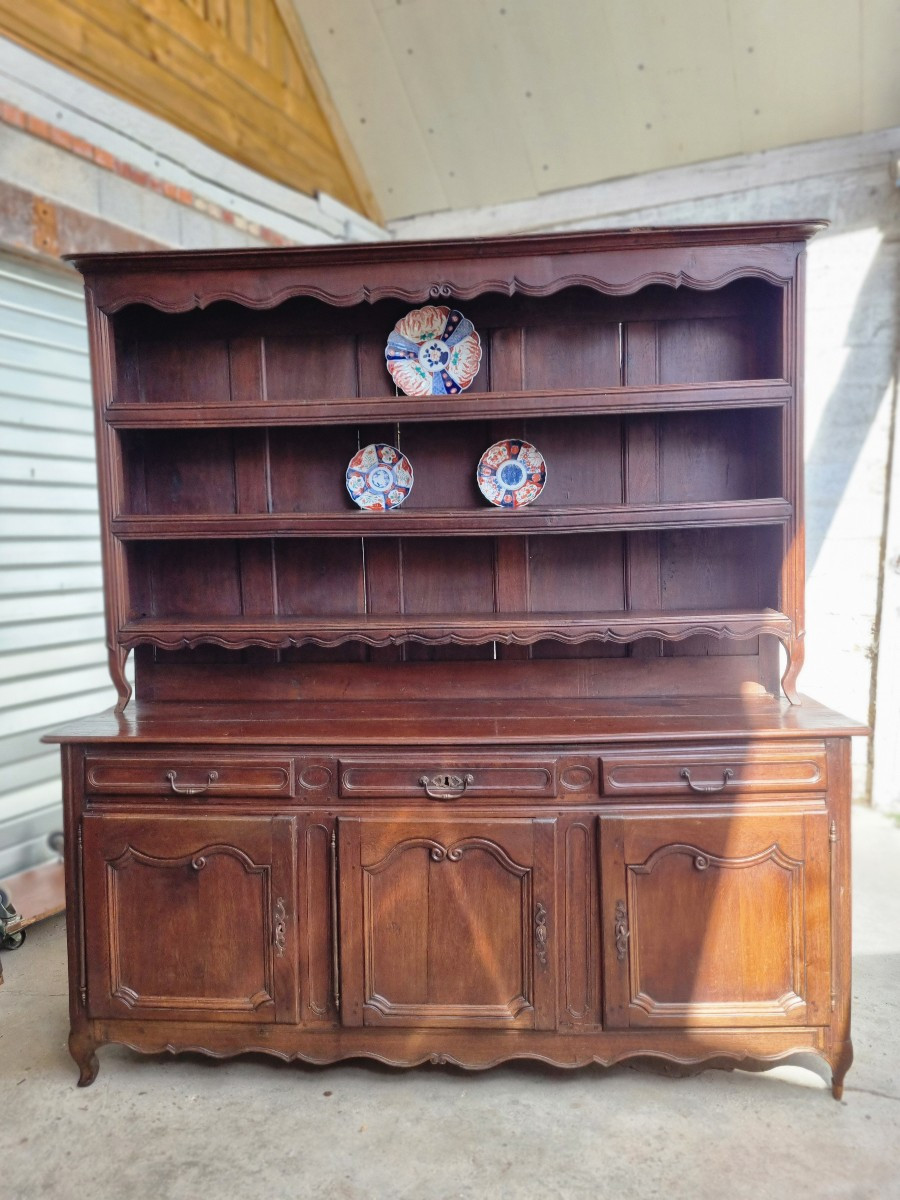 Buffet vaisselier en chêne, Régence d'époque XVIII ème 