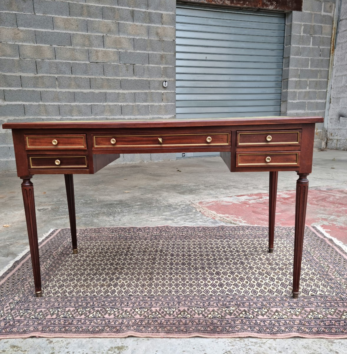 Mahogany Bureau Plat, Mid-century, Louis XVI, 20th Century -photo-2