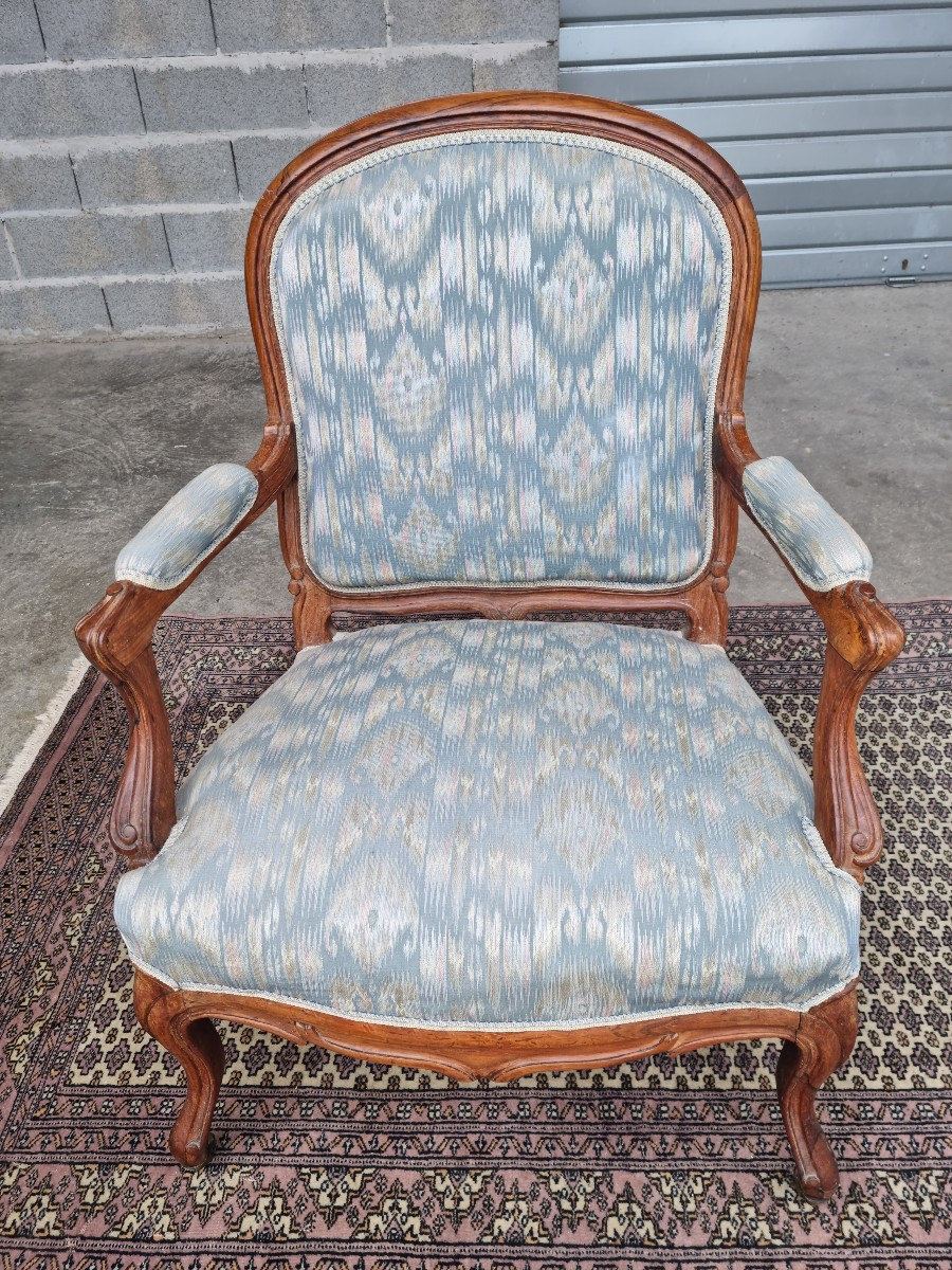  Fauteuil en noyer, Louis XV , d'époque XXème-photo-3