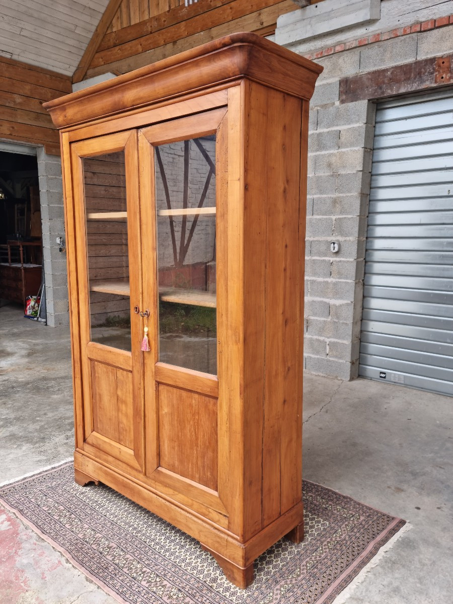 Louis Philippe Style Display Cabinet In Light Cherry Wood, Dating From The 14th Century -photo-2