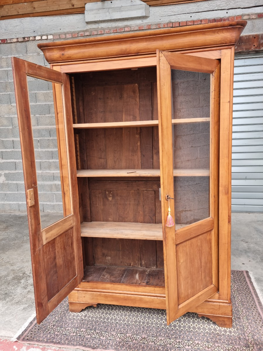 Louis Philippe Style Display Cabinet In Light Cherry Wood, Dating From The 14th Century -photo-4