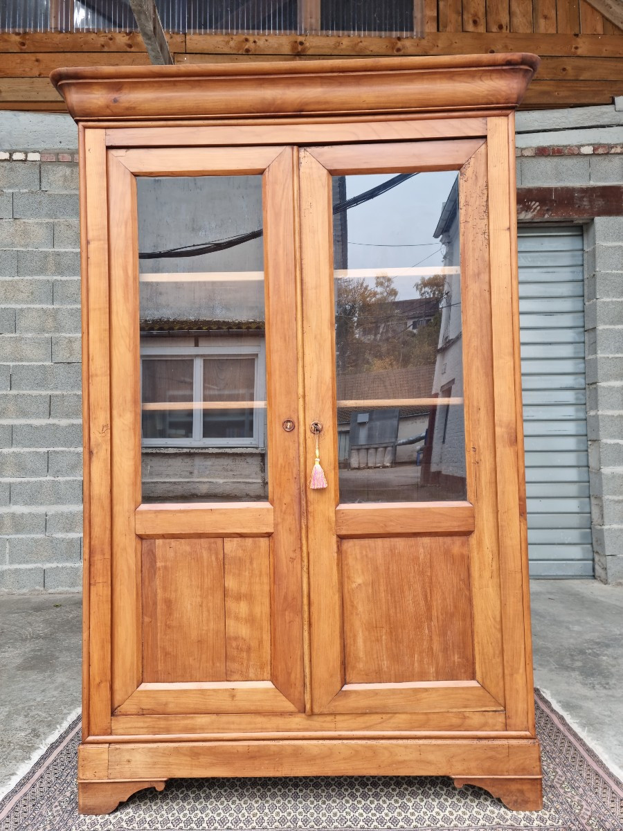 Louis Philippe Style Display Cabinet In Light Cherry Wood, Dating From The 14th Century 