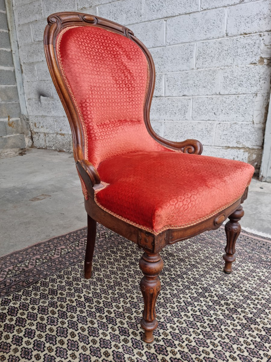 Paire de chaises Napoléon III en noyer , d'époque 19ème. -photo-2