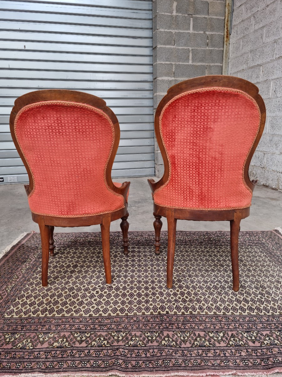 Paire de chaises Napoléon III en noyer , d'époque 19ème. -photo-4